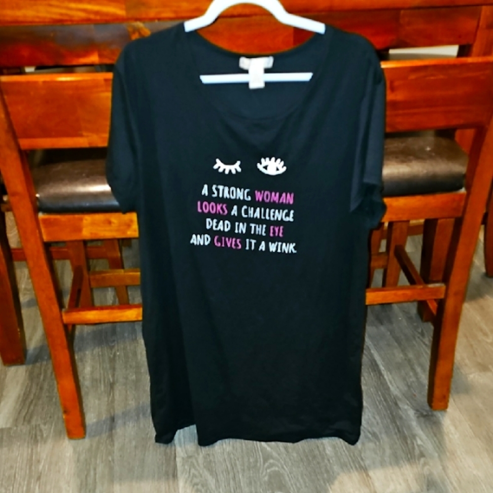 SohoApparel long Black Graphic pj sleep shirt Pink and White. Sz 2XL